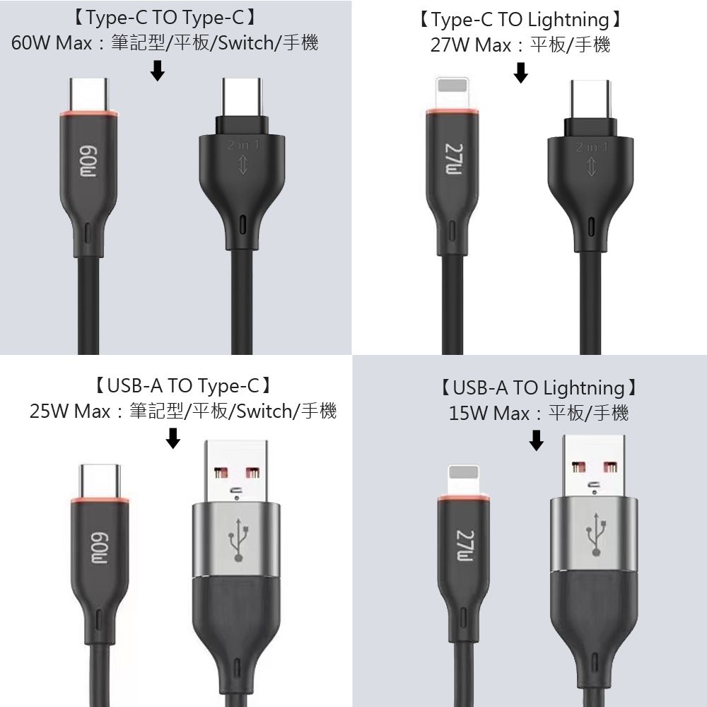 TOTU 二分二 Type-C/USB-A TO Type-C/Lightning PD 快充充電傳輸線 CB-6系列 120cm  支援iPhone 15 系列