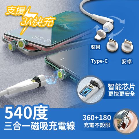 540度三合一磁吸充電線