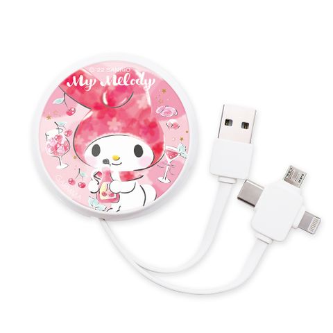 GARMMA My Melody 三合一伸縮充電傳輸線 櫻桃口味-90cm