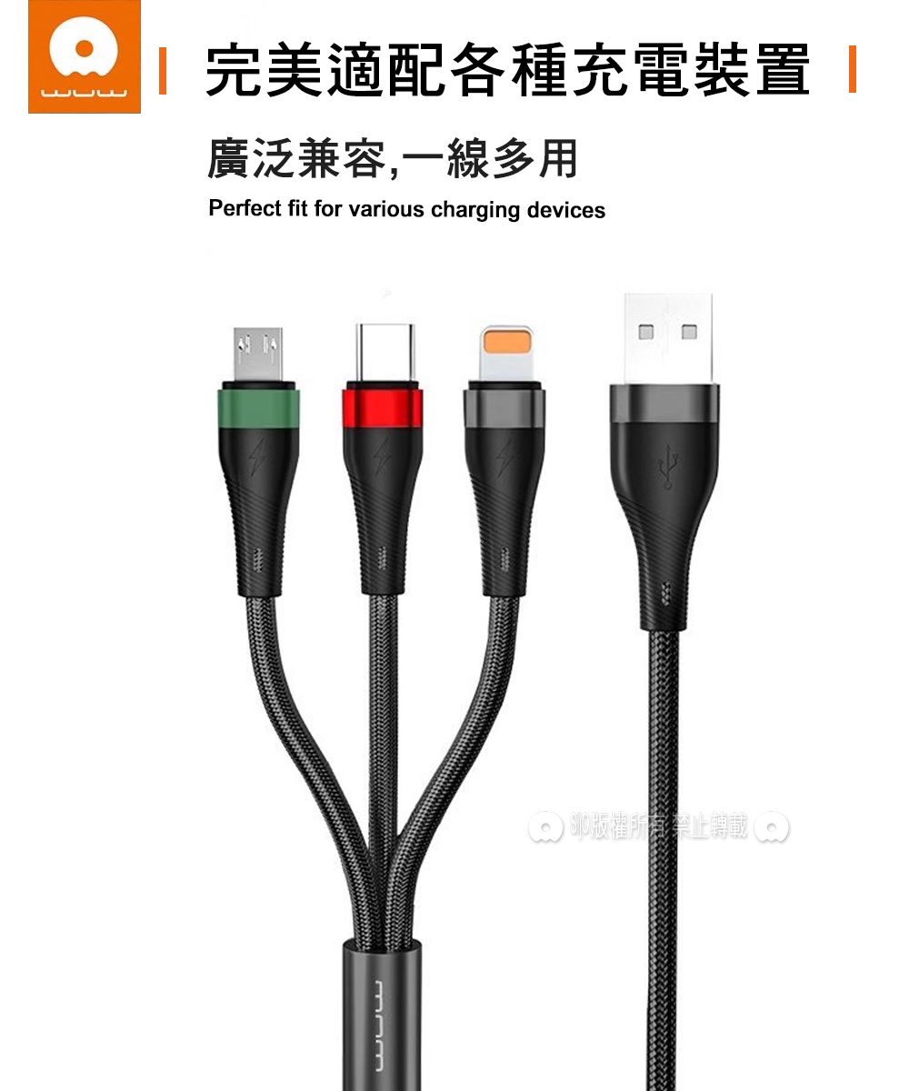 | 完美適配各種充電裝置 |廣泛兼容,一線多用Perfect fit for various charging devices版權所有禁止轉載