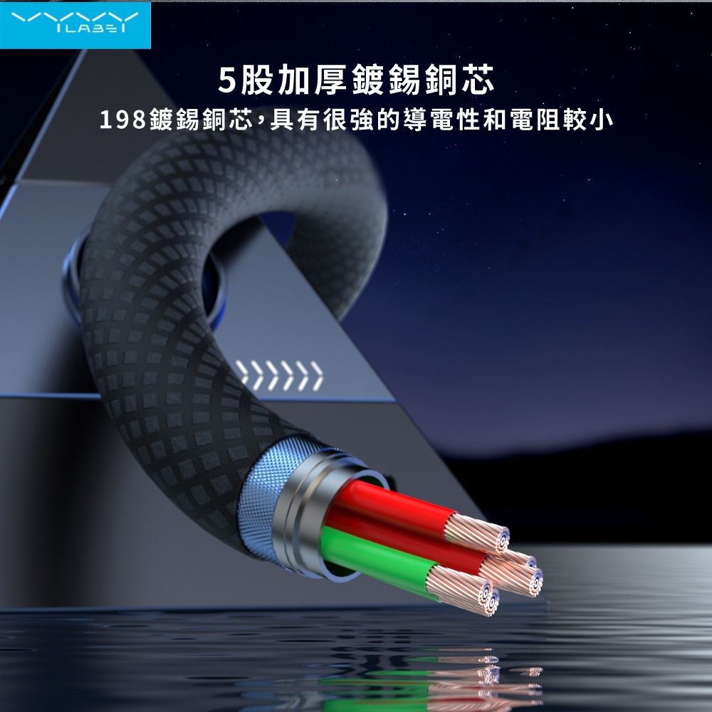 Vyvylabs 二合一快充數據線(TypeC to C+L)(100W)