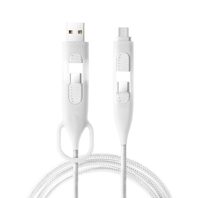 Bone  / 【周末限時促銷】4合1充電傳輸線 USB-C/USB-A/microUSB - 簡約白 _ 3C手機線材配件