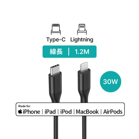 Choetech Type-C to Lightning PD快充 1.2M充電線IP0040