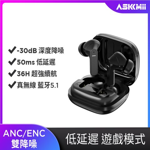 ASKMii 艾司迷 GB-2 Pro ANC主動降噪真無線藍牙耳機-黑