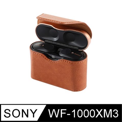 【Timo】SONY WF-1000XM3 藍牙耳機專用皮革保護套-紳士棕