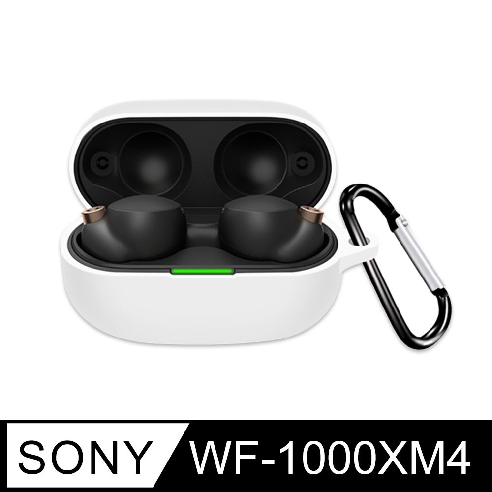 SONY 索尼 【Timo】 WF-1000XM4 藍牙耳機專用 矽膠保護套(附扣環)-白色