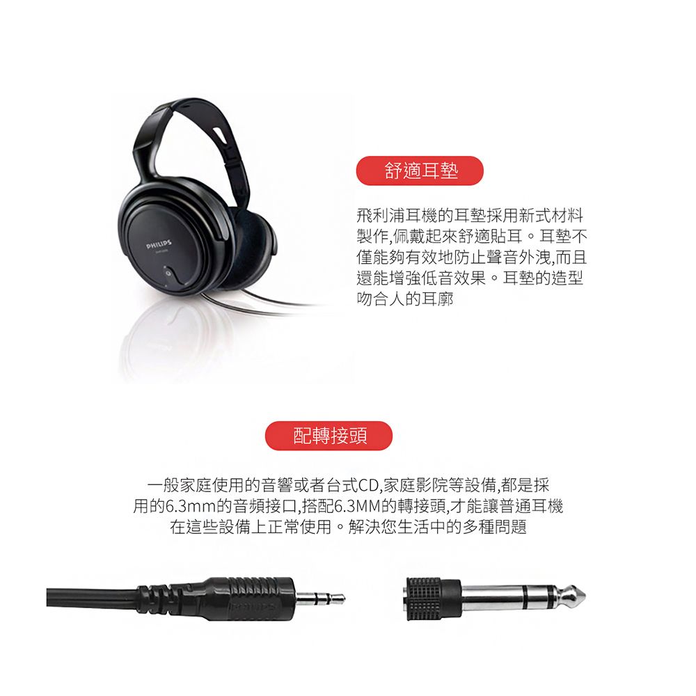 PHILIPS 飛利浦   有線頭戴式 Hi Fi 立體聲耳罩耳機  SHP2000/10