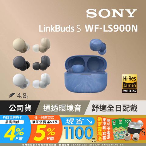 SONY 索尼 WF-LS900N LinkBuds S 真無線耳機《公司貨註冊保固1年6個月》