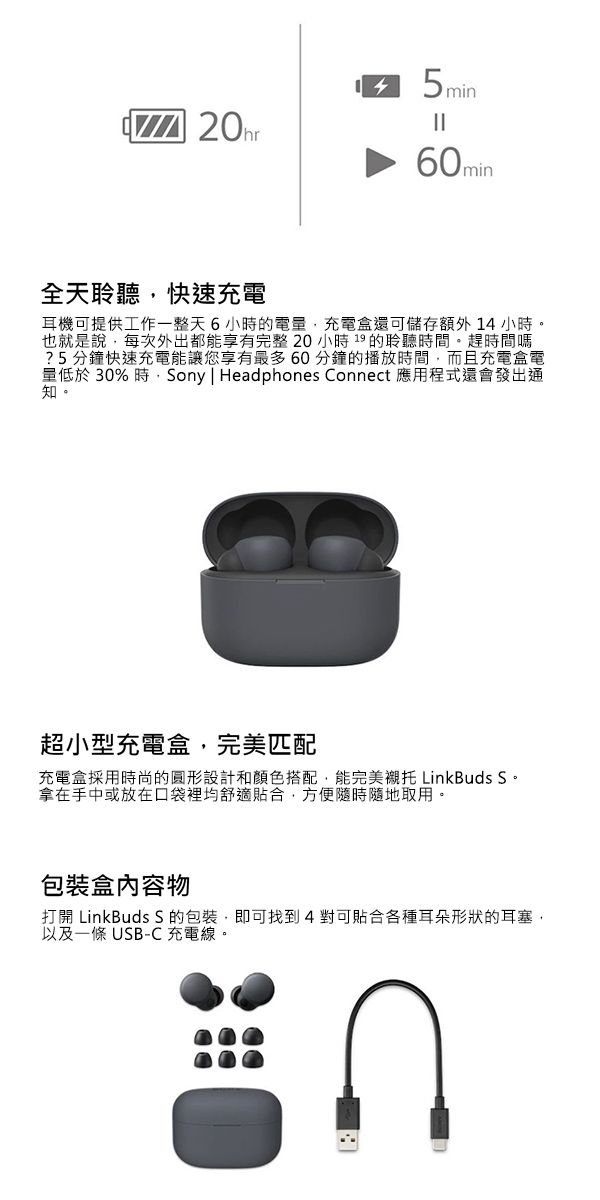 Sony LinkBuds S 無線藍牙耳機WF-LS900N - PChome 24h購物