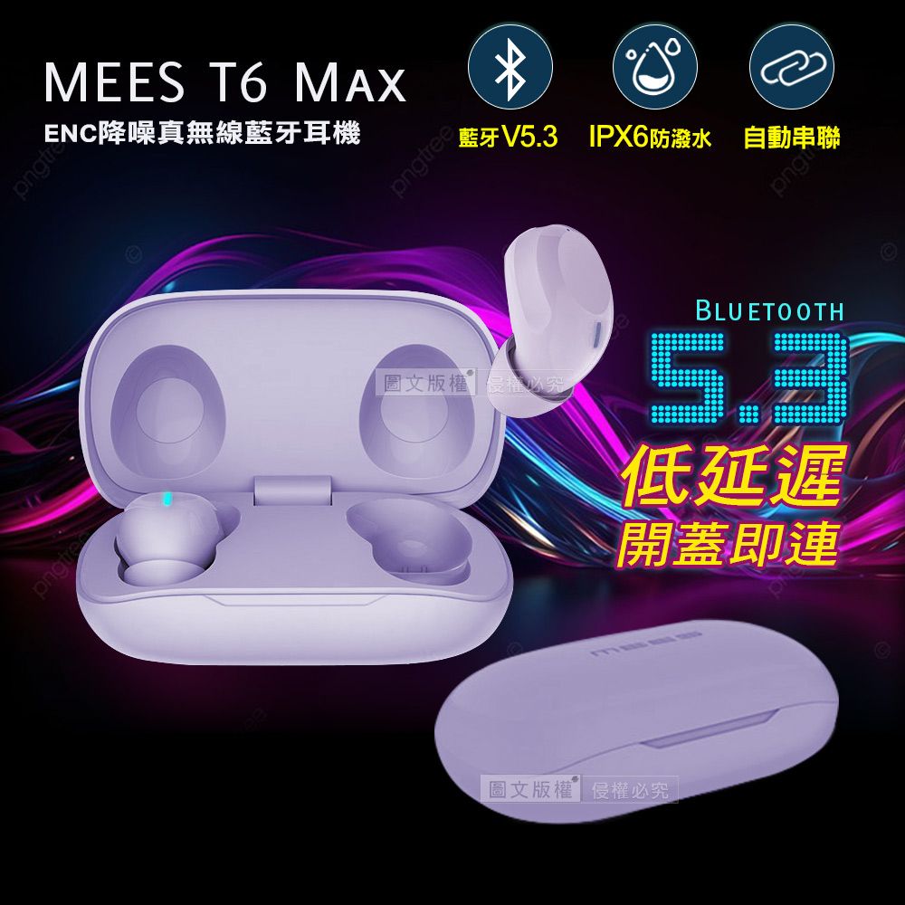 MEES 邁斯 T6 Max  TWS V5.3 HIFI高音質 IPX6防水降噪 