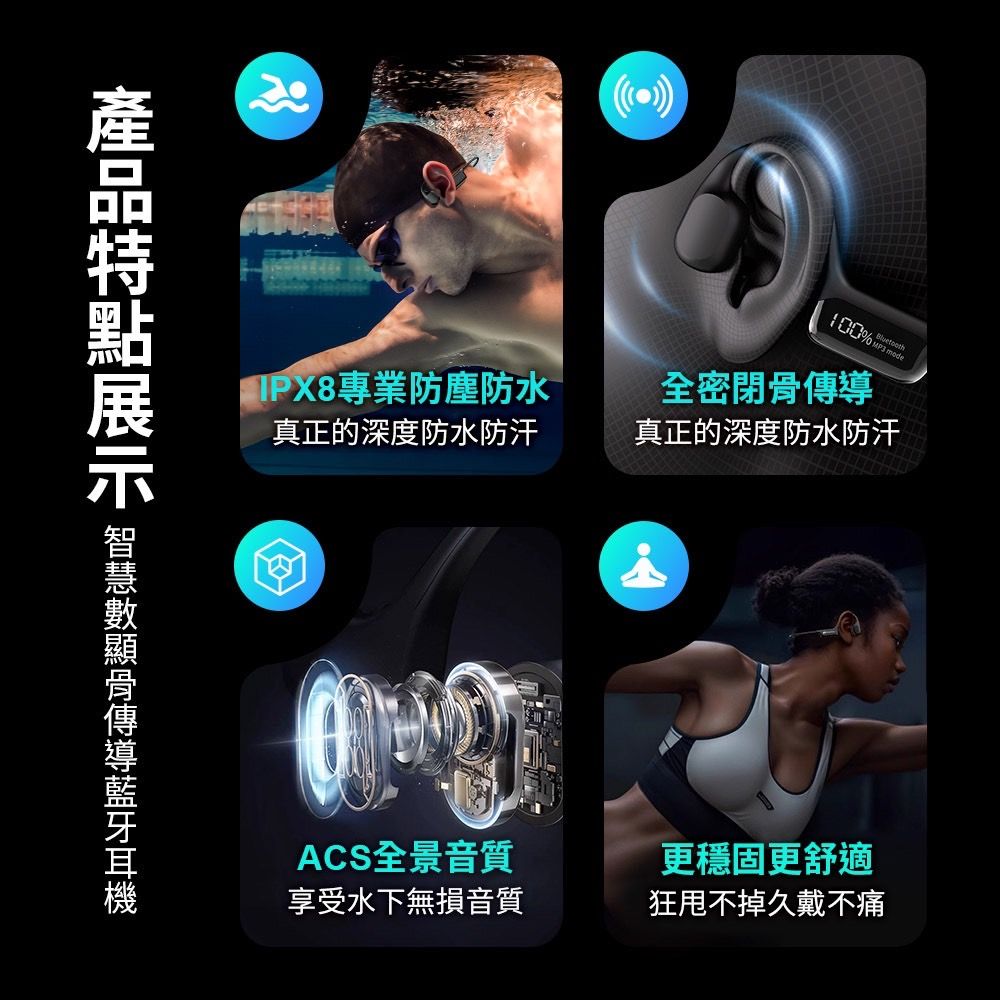 mimax 米覓 智慧數顯骨傳導藍牙耳機