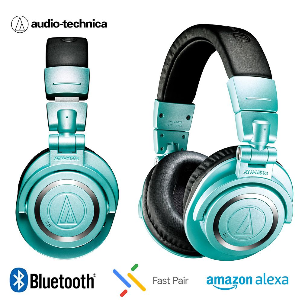 audio-technica 鐵三角  ATH-M50XBT2 IB 無線耳罩式耳機-Tiffany藍