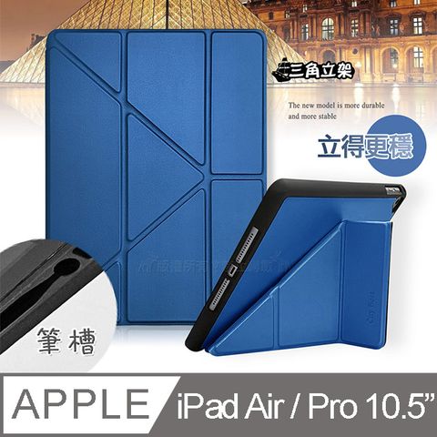 CITY都會風2019 iPad Air/ iPad Pro 10.5吋 共用 三折Y折立架皮套(流光藍)