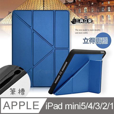 CITY都會風2019 iPad mini/5/4/3/2/1 共用 三折Y折立架皮套(流光藍)