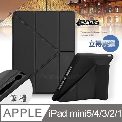CITY都會風2019 iPad mini/5/4/3/2/1 共用 三折Y折立架皮套(質感黑)