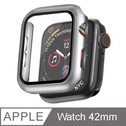 IN7 Apple Watch Series 3 手錶防摔電鍍保護殼 PC+鋼化膜 保護套42mm-銀色