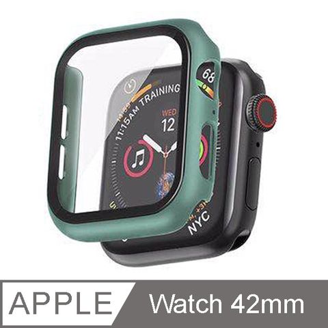 IN7 Apple Watch Series 3 手錶防摔電鍍保護殼 PC+鋼化膜 保護套42mm-墨綠