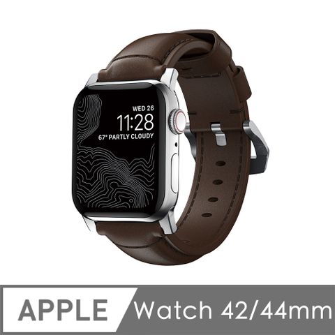 美國NOMADxHORWEEN Apple Watch專用皮革錶帶-經典銀(棕皮銀扣)49/45/44/42mmApple Watch 1-9代 &amp; SE &amp; Ultra 適用