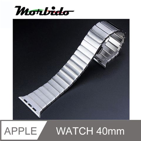 Series 全系列! 7代也通用Morbido蒙彼多 Apple Watch 40mm鍊式不鏽鋼錶帶(銀色)