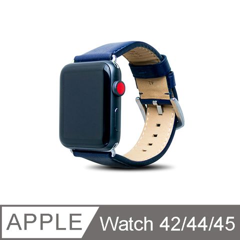 Alto 真皮皮革錶帶內層 nubuck 皮革細柔觸感for Apple Watch 44/42/45/49mm 海軍藍