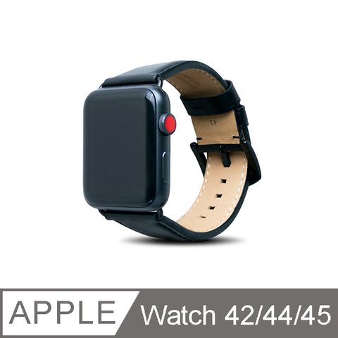 Alto 真皮皮革錶帶內層 nubuck 皮革細柔觸感for Apple Watch 42/44/45mm 渡鴉黑