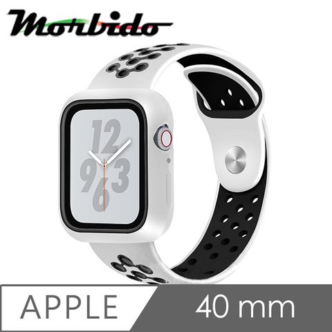 Series 全系列! 7代也通用 Morbido蒙彼多 Apple Watch 4/5 40mm透氣矽膠運動錶帶(黑白)