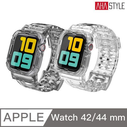 AHAStyle Apple Watch 1~6代 冰川晶透 防摔透明運動錶帶(42/44mm) 透明色