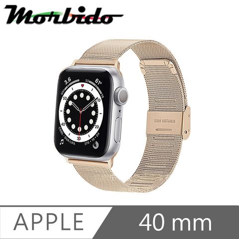 Series 全系列! 7代也通用 Morbido蒙彼多Apple Watch 6/SE 40mm不鏽鋼編織卡扣式錶帶 復古金