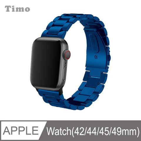 Apple 蘋果 【Timo】 Watch 42/44/45/49mm 不鏽鋼金屬替換錶帶-藍