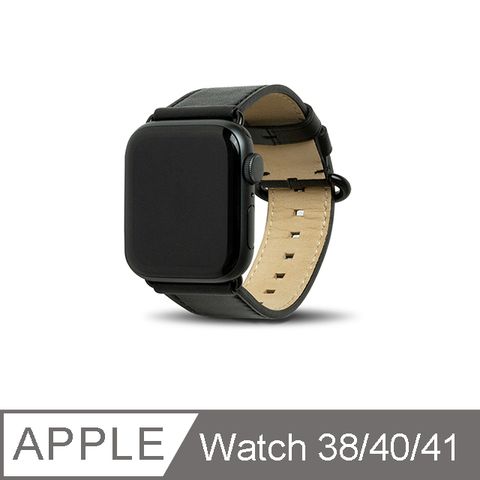Alto 真皮皮革錶帶內層 nubuck 皮革細柔觸感for Apple Watch 40/38/41mm 渡鴉黑