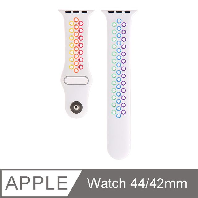 Apple 蘋果 JPB【 Watch 錶帶 42/44/45mm】奈克運動型彩虹版錶帶 - 白色