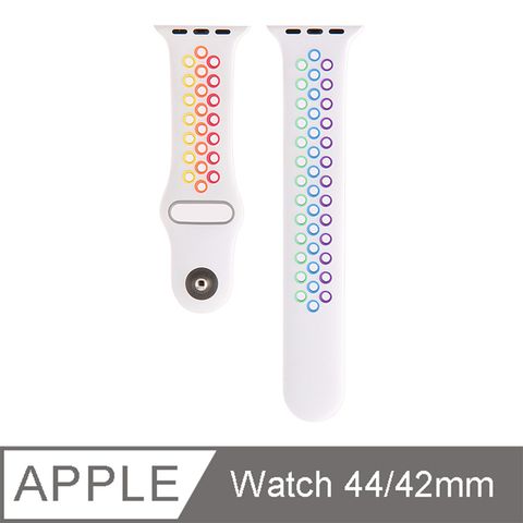 Apple 蘋果 JPB【 Watch 錶帶 42/44/45mm】奈克運動型彩虹版錶帶 - 白色