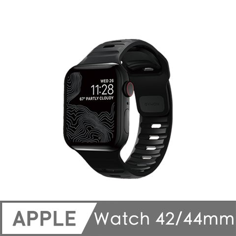 美國NOMAD Apple Watch專用運動風FKM橡膠錶帶-49/45/44/42mm-黑Apple Watch 1-9代 &amp; SE &amp; Ultra 適用