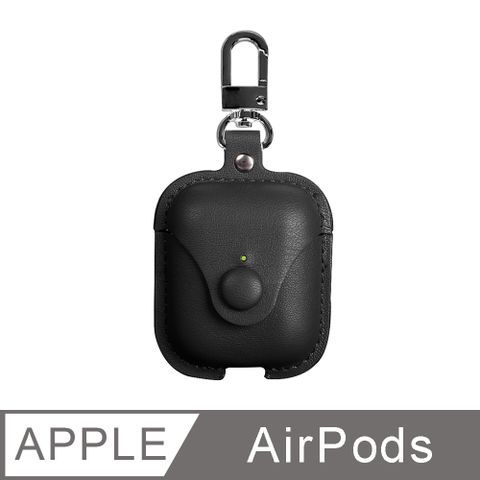 Timo AirPods 1代 /2代 通用款 輕奢風質感皮革保護套-奢華黑