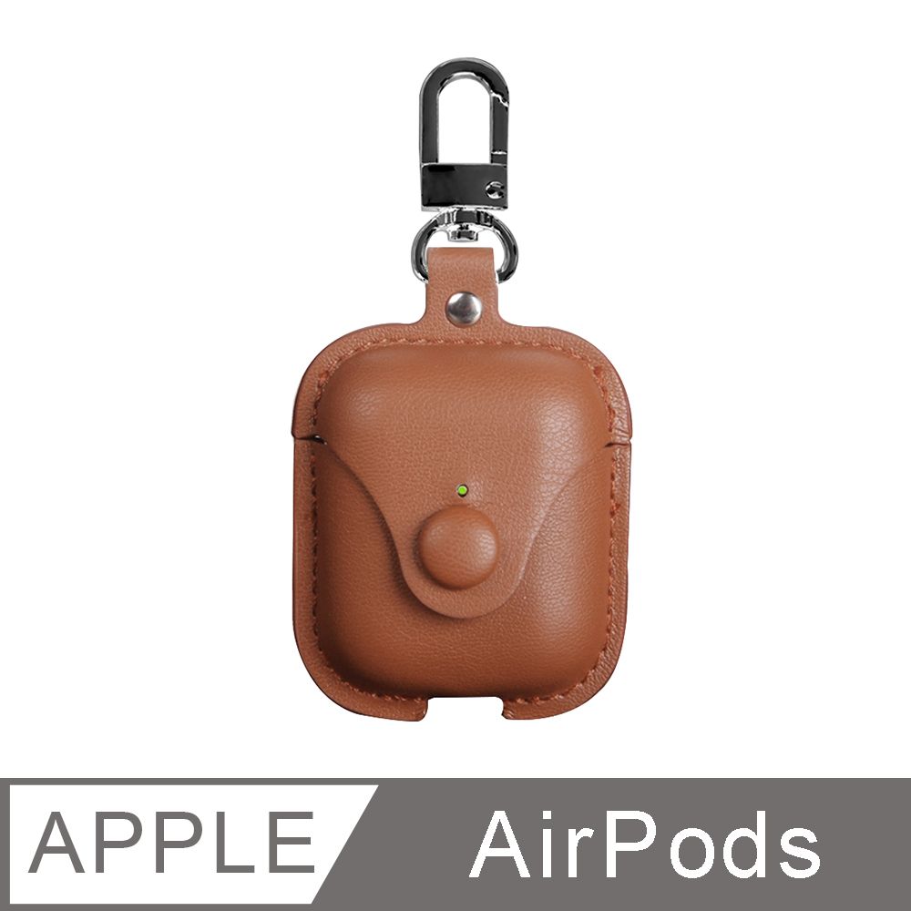 Timo  AirPods 1代 /2代通用款 輕奢風質感皮革保護套-棕色