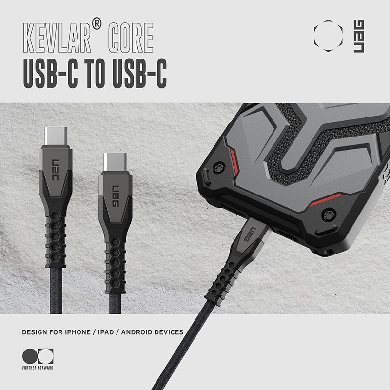 KEVLAR® COREUSB-C TO USB-CUBGDESIGN FOR IPHONEIPADANDROID DEVICESFURTHER FORWARD