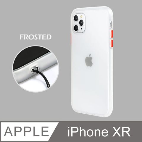 【個性撞色防摔】iPhone XR 手機殼 iXR 親膚手感 鏡頭加高 不留指紋(白+紅鍵/有吊飾孔)