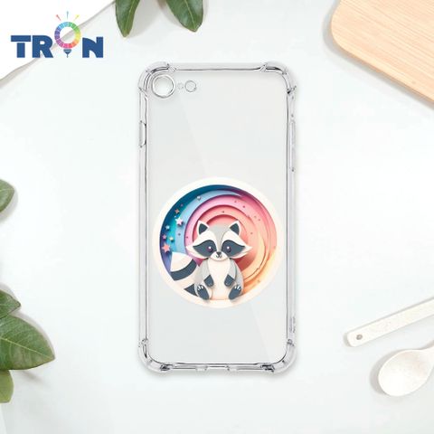 TRON IPhone 7/8/SE2 可愛紙雕浣熊 四角防摔殼 手機殼