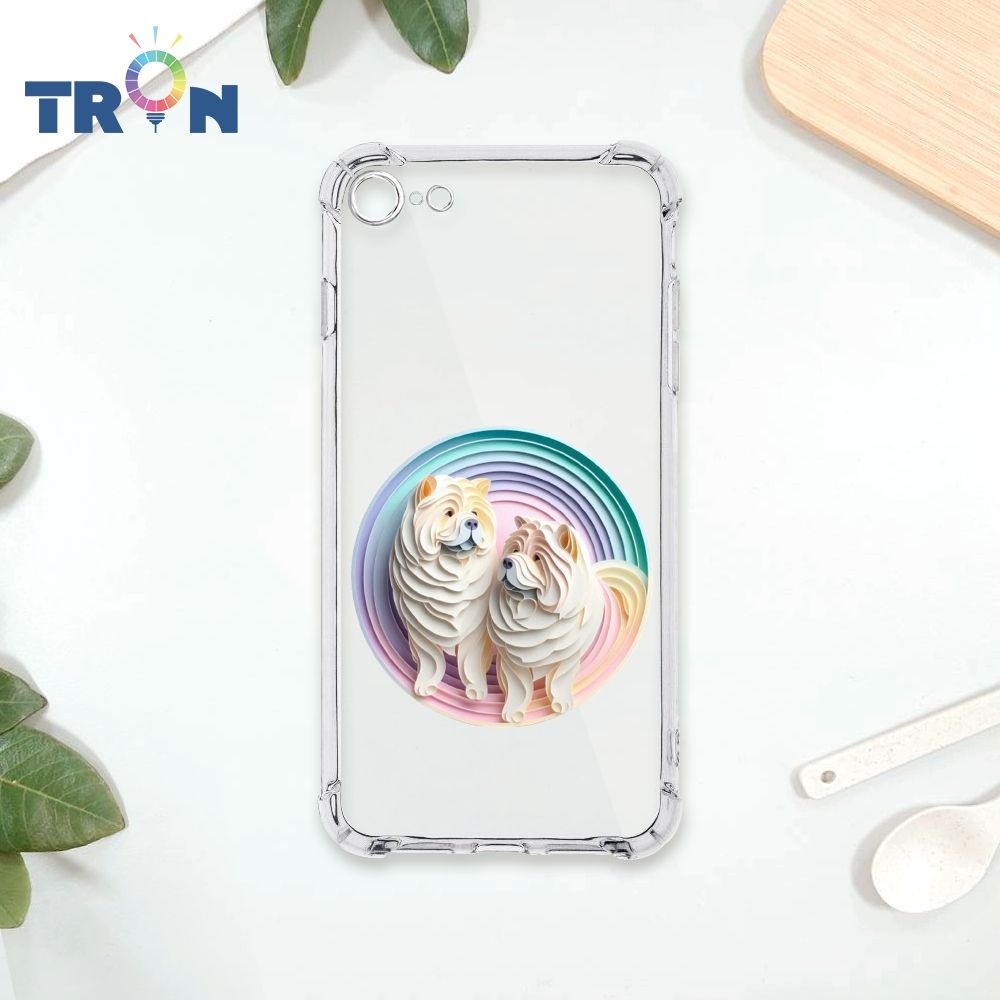  TRON IPhone 7/8/SE2 可愛紙雕鬆獅犬 四角防摔殼 手機殼