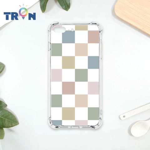 TRON IPhone 7/8 PLUS 莫蘭迪色簡約格子A款 四角防摔殼 手機殼