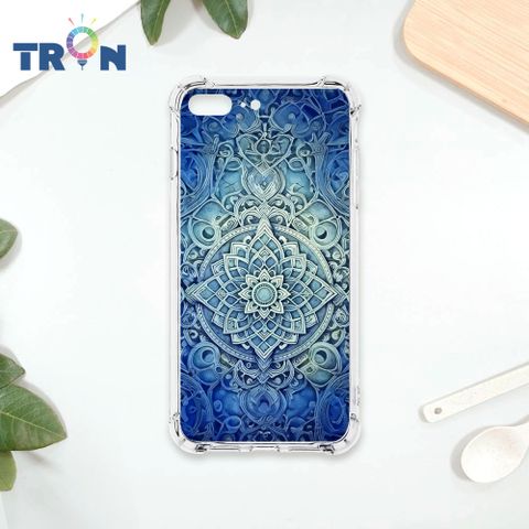 TRON IPhone 7/8 PLUS 藍色漸層印度Henna幸運祝福圖騰 四角防摔殼 手機殼