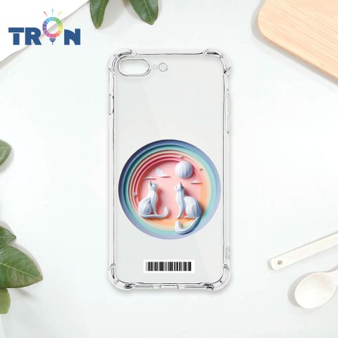 TRON IPhone 7/8 PLUS 可愛紙雕貓咪  載具 四角防摔殼 手機殼