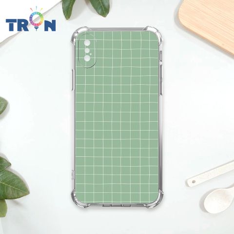 TRON IPhone X/XS 手繪簡約方格紋A款 四角防摔殼 手機殼