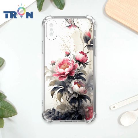 TRON IPhone X/XS 水墨牡丹花 四角防摔殼 手機殼