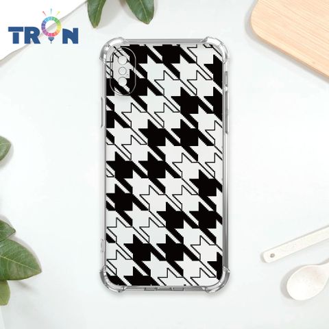 TRON IPhone X/XS 虛實剪影千鳥紋 四角防摔殼 手機殼