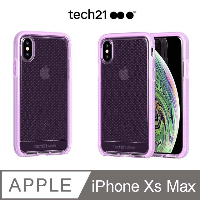 Tech21  好禮送下拉可選 英國超衝擊 Evo Check iPhone Xs Max 防撞軟質格紋保護殼 - 透紫適用於iPhone Xs Max