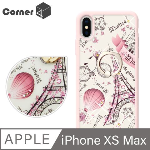 Corner4 Corner4 iPhone XS Max 6.5吋奧地利彩鑽雙料指環手機殼-艾菲爾鐵塔