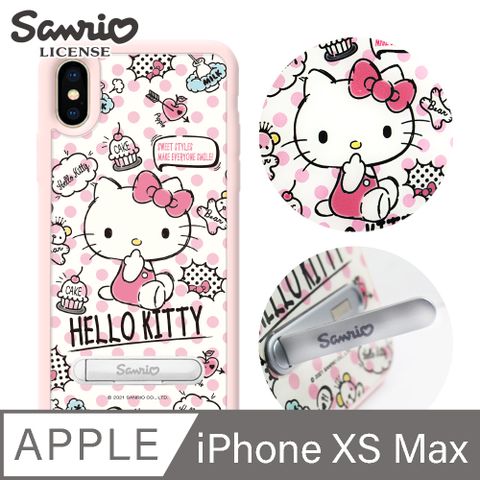 APBS 三麗鷗 Kitty iPhone XS Max 6.5吋減震立架手機殼-吮指凱蒂