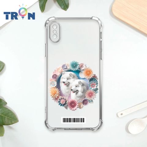 TRON IPhone XS Max 可愛紙雕薩摩耶  載具 四角防摔殼 手機殼