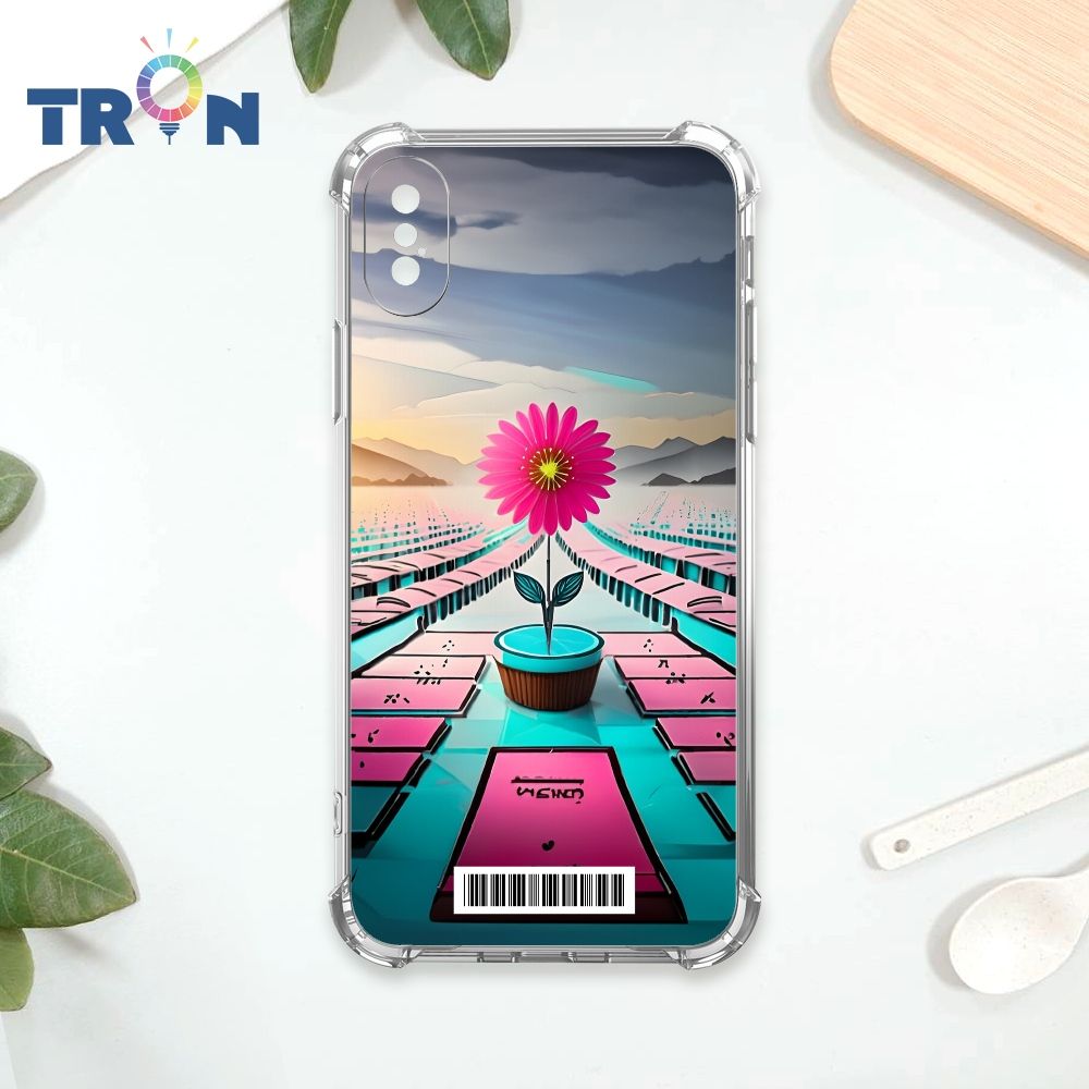  TRON IPhone XS Max 桃藍色花朵系列  載具 四角防摔殼 手機殼